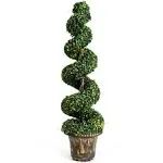 4 Feet Artificial Boxwood Spiral Green Leaves Tree