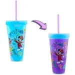 Disney 100th Anniversary Mickey Mouse Color-Changing Plastic Travel Tumbler | Includes Reusable Straw and Leak-Resistant Lid | Holds 20 Ounces