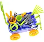 dimple Premium 15-Piece Gardening Tools & Wagon Toy Set Sturdy & Durable Top Yard, Beach, Sand, Garden Toy