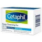 Cetaphil Bar Soap, Deep Cleansing Face and Body Bar, Pack of 3, For Dry to Normal, Sensitive Skin, Soap Free, Hypoallergenic, Paraben Free, Fragrance Free, Removes Makeup, Dirt and Oil