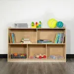 Wooden 5-Section School Coat Locker with Bench, Cubbies, and Storage - Natural