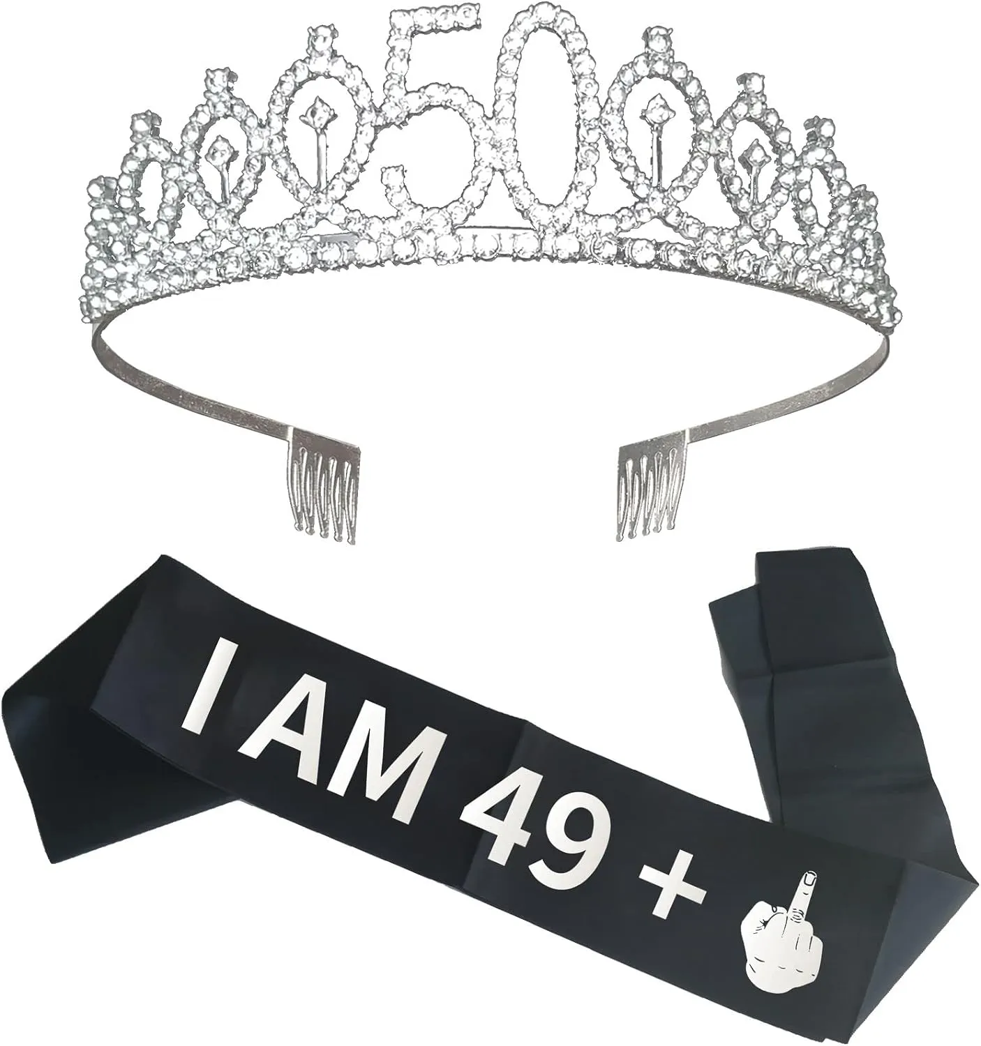 Joyiou 50 Birthday Gifts for Women, “I AM 49+1” Sash and Tiara Set, 