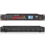 Pyle 10 Outlet Power Sequencer Conditioner - 13 Amp 2000W Rack Mount Pro Audio Digital Power Supply Controller Regulator w/Voltage Readout, Surge Protector, for Home Theater Stage/Studio Use - PCO875