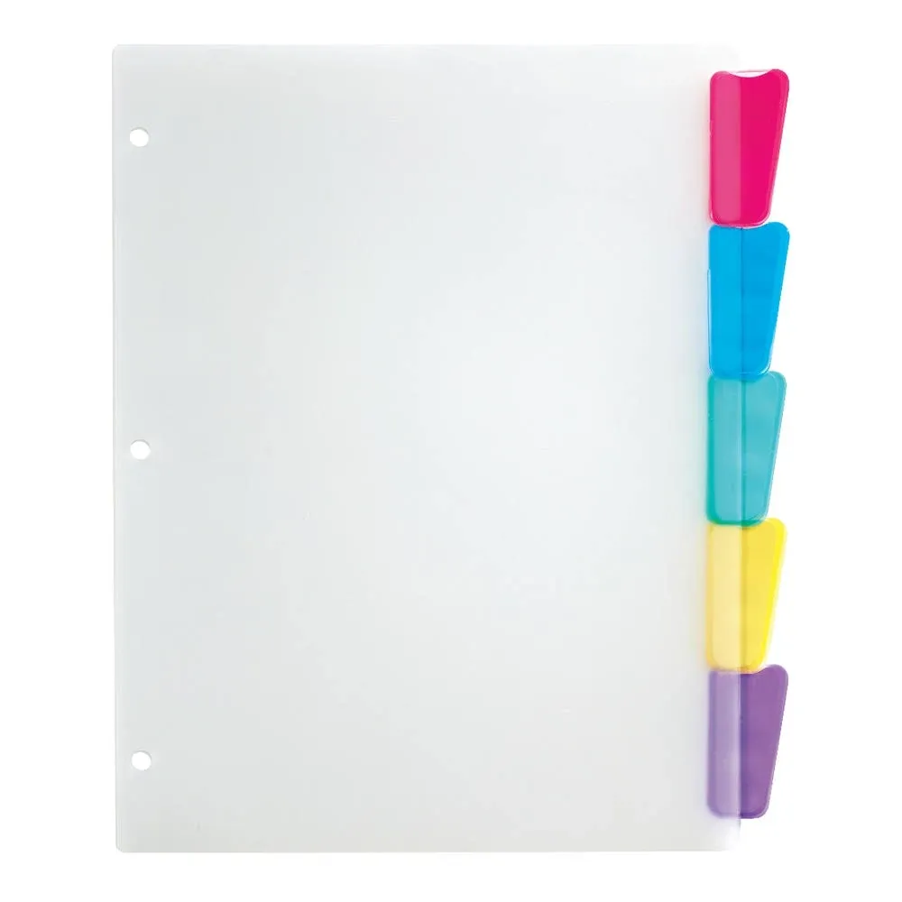 Office Depot Brand Plastic 5 Dividers with Insertable Rounded Tabs