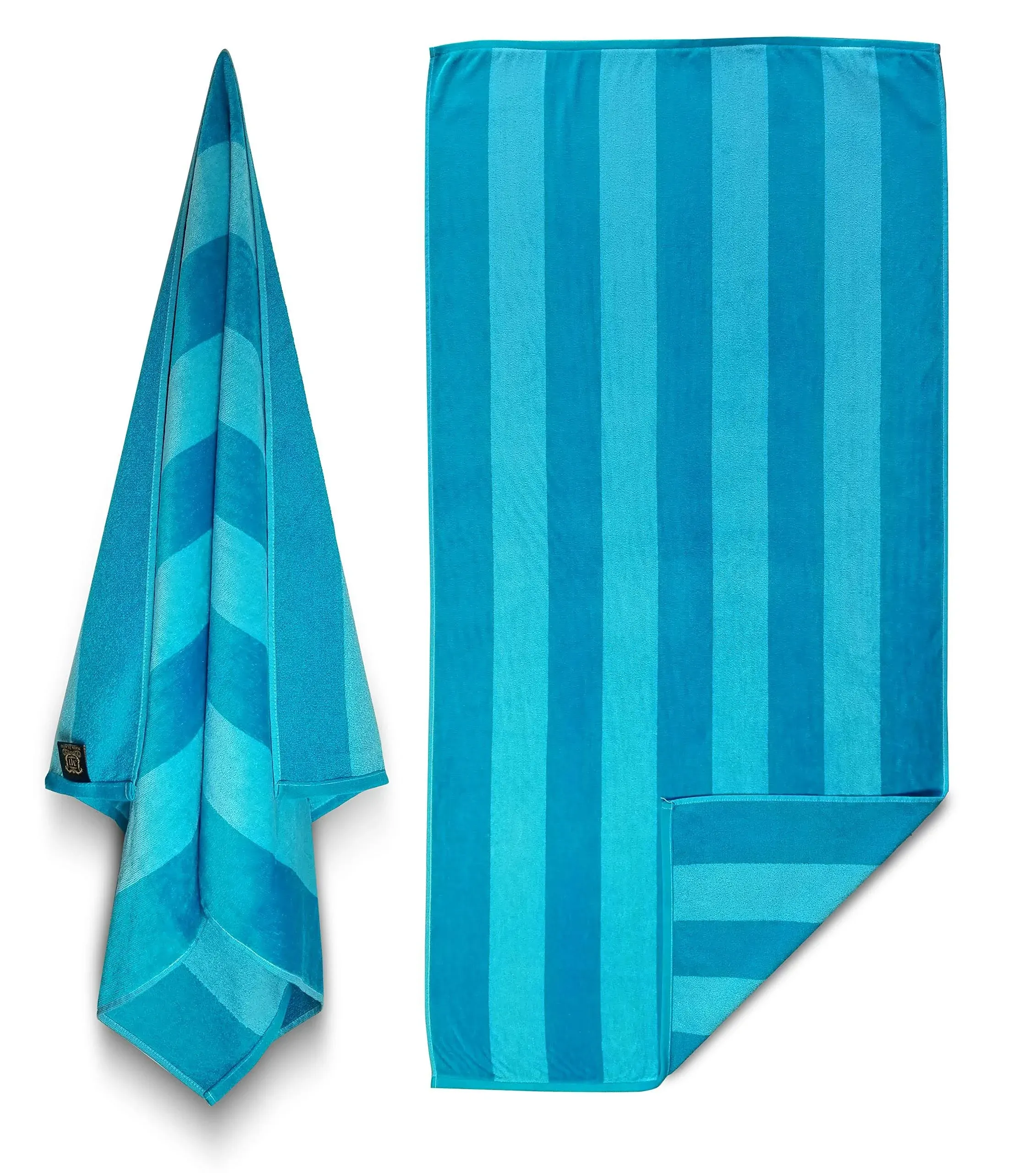 Maya Island-Extra Soft Beach Towel 30 x 60 inch (4 Pack) Two Tone Turquoise Cabana Stripe Hotel Pool Resort and Gift Absorbent 100% Cotton