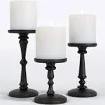 Matte Black Candle Holders Set of 3 - Metal Candle Holders for Pillar Candles - 3 ...