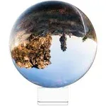 Navaris Crystal Clear Glass Ball - 100mm Transparent K9 Globe for Meditation Divination - Photo Sphere Prop for Art Decor, Photography w/Stand