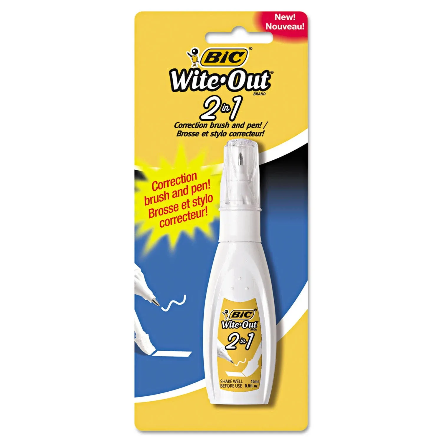 BIC 15ml Bottle Wite-Out 2 in 1 Correction Fluid (BICWOPFP11),White