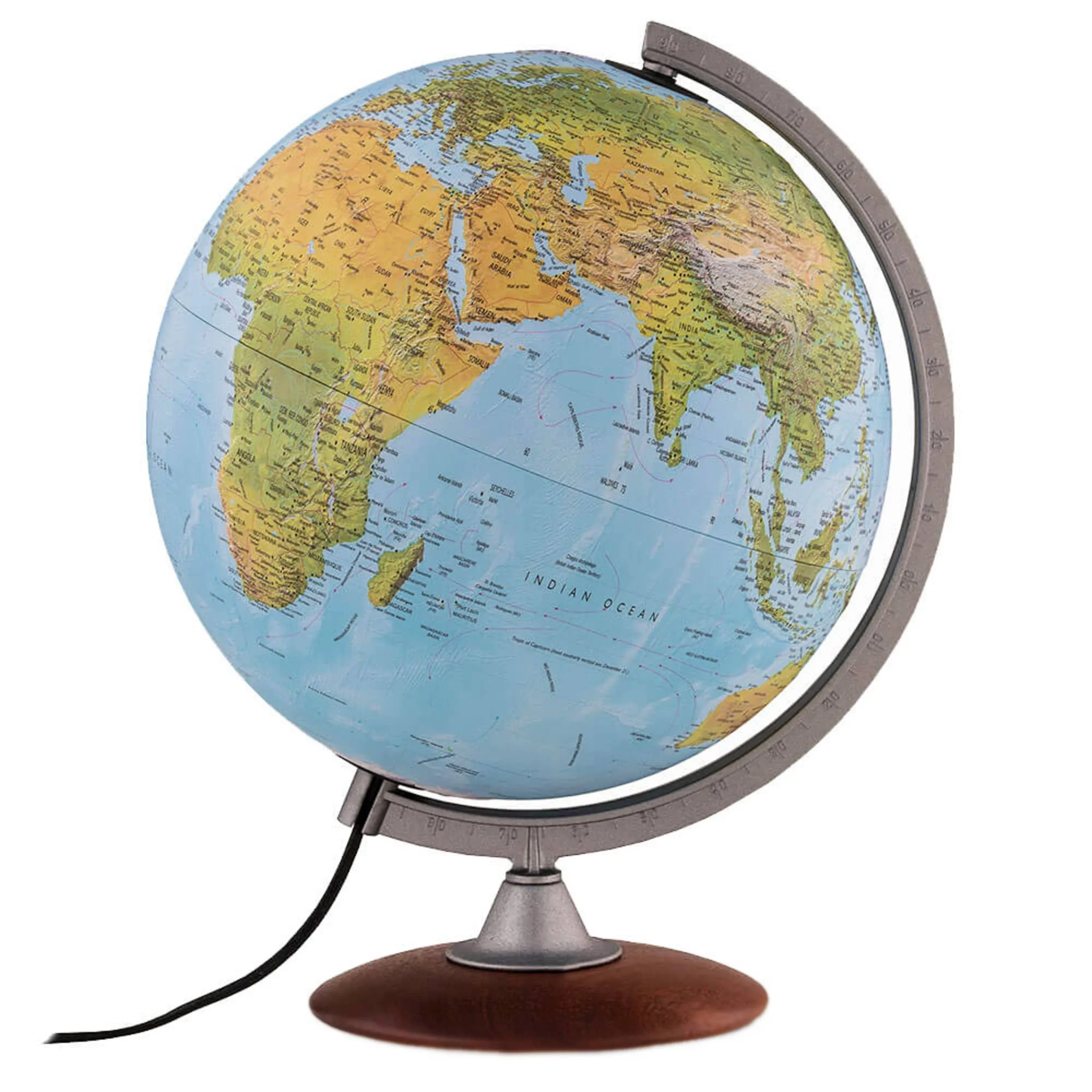 Waypoint Geographic Tactile Relief Globe, 12" Illuminated Blue Ocean-Style World Globe with Raised Relief, Up-to-Date Reference Globe, Decorative Globe for Home and Office Decor