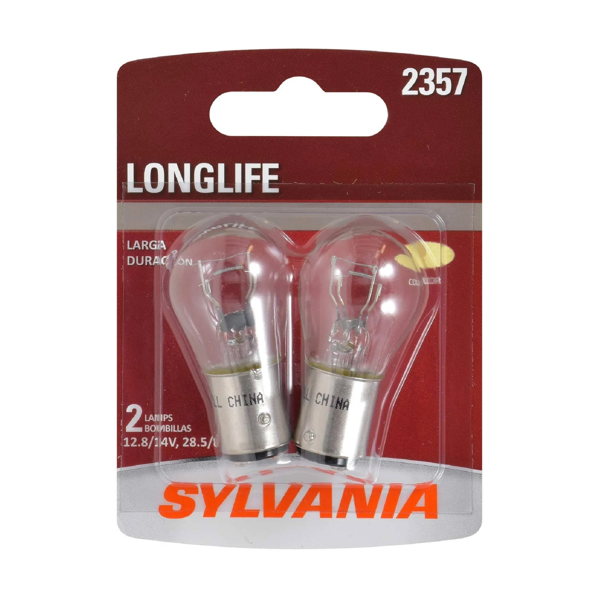 SYLVANIA - 2357 Long Life Miniature - Bulb, Ideal for Daytime Running Lights (DRL) and Back-Up/Reverse Lights (Contains 2 Bulbs)