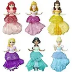 Disney Princess Collectible Dolls Set of 6 with 6 Royal Clips Fashions