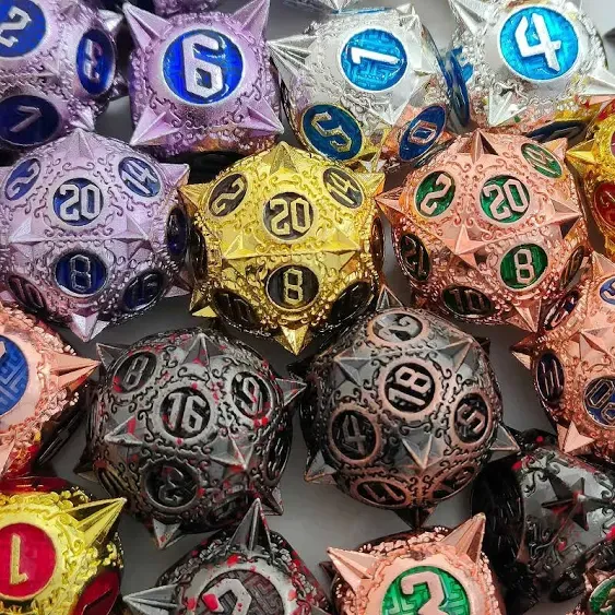 DND Metal Dice Set D&D Round Polyhedral RPG Dice 7 Large Dice Accessories ...