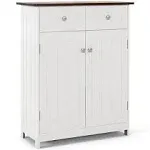 Freestanding Bathroom Floor Cabinet Storage Organizer with 2 Drawers