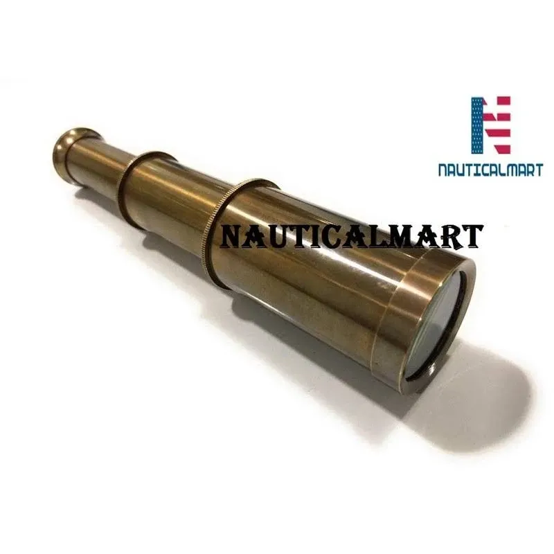 NauticalMart Marine Brass Telescope 6" in Antique Finish with Leather Case Brass Ship Captain's Telescope Vintage Replica Gift