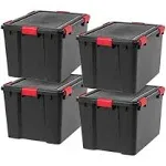 Iris 74 Quart Weathertight Storage Box, 4 Pack, Black