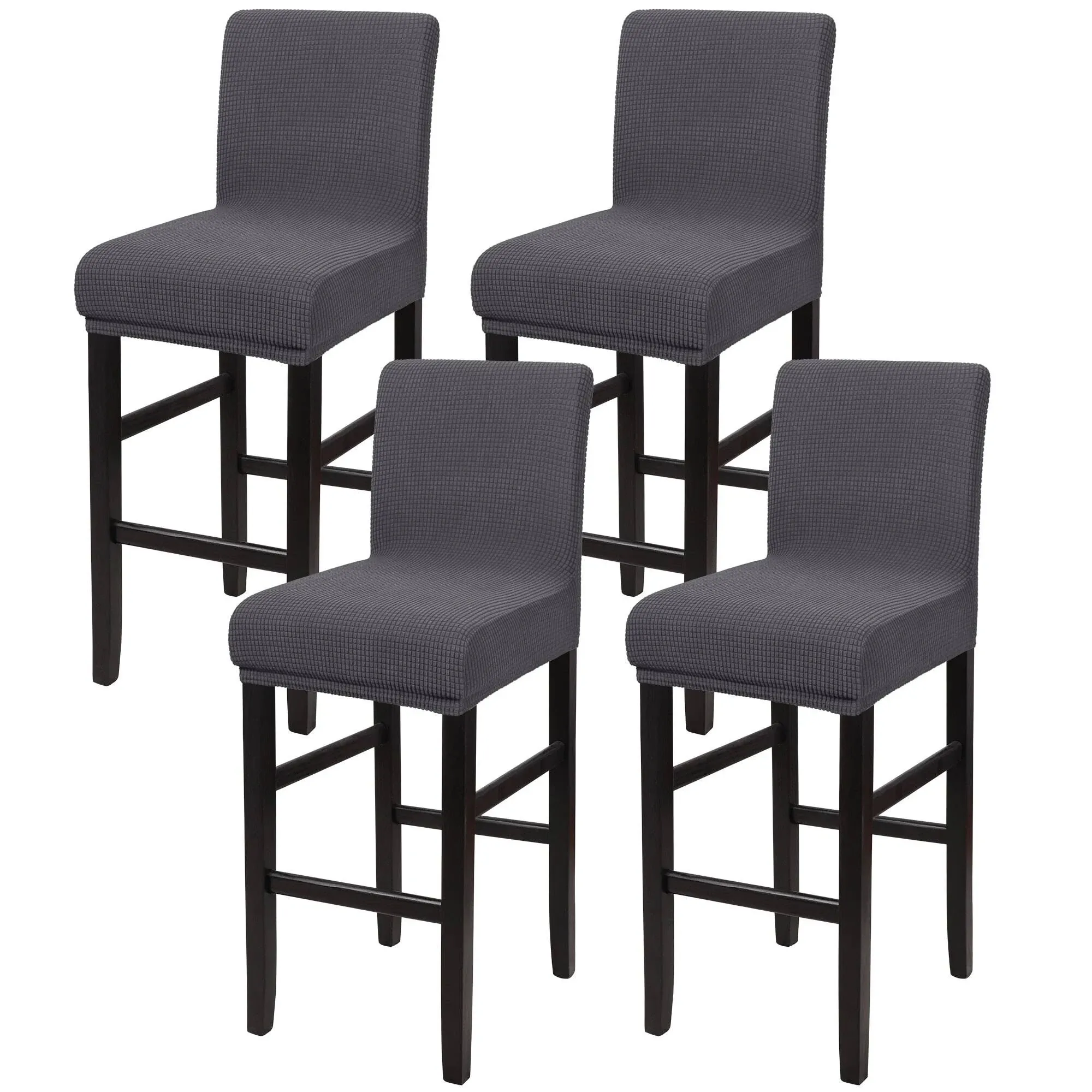 Piccocasa Stretch Bar Stool Covers Pub Counter Height Side Chair Covers Grey 4 Pcs