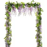 Lvydec Wisteria Artificial Flowers Garland, 4 Pcs Total 28.8ft Artificial Wisteria Vine Silk Hanging Flower for Home Garden Outdoor Ceremony Wedding