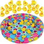 Gamie Duck Pond Matching Game Includes 20 Ducks with Numbers and Shapes and 3 inch x 6 inch Inflatable Pool - Memory Game - Water Outdoor Game for