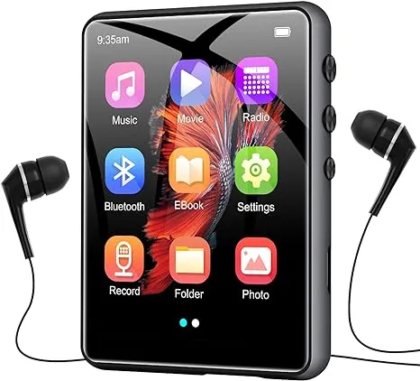 64GB MP3 Player with Bluetooth5.3, 2.4-Inch HD Full Touch Screen, Portable Lossless Sound Music Player with HD Speaker, mp3 with FM Radio Recording e-Book, Record, Earphone Included