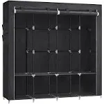 SONGMICS Portable Closet, Wardrobe Closet Organizer with Cover, 4 Hanging Rods and Shelves, 4 Side Pockets, 66.9 x 17.7 x 65.7 Inches, Large