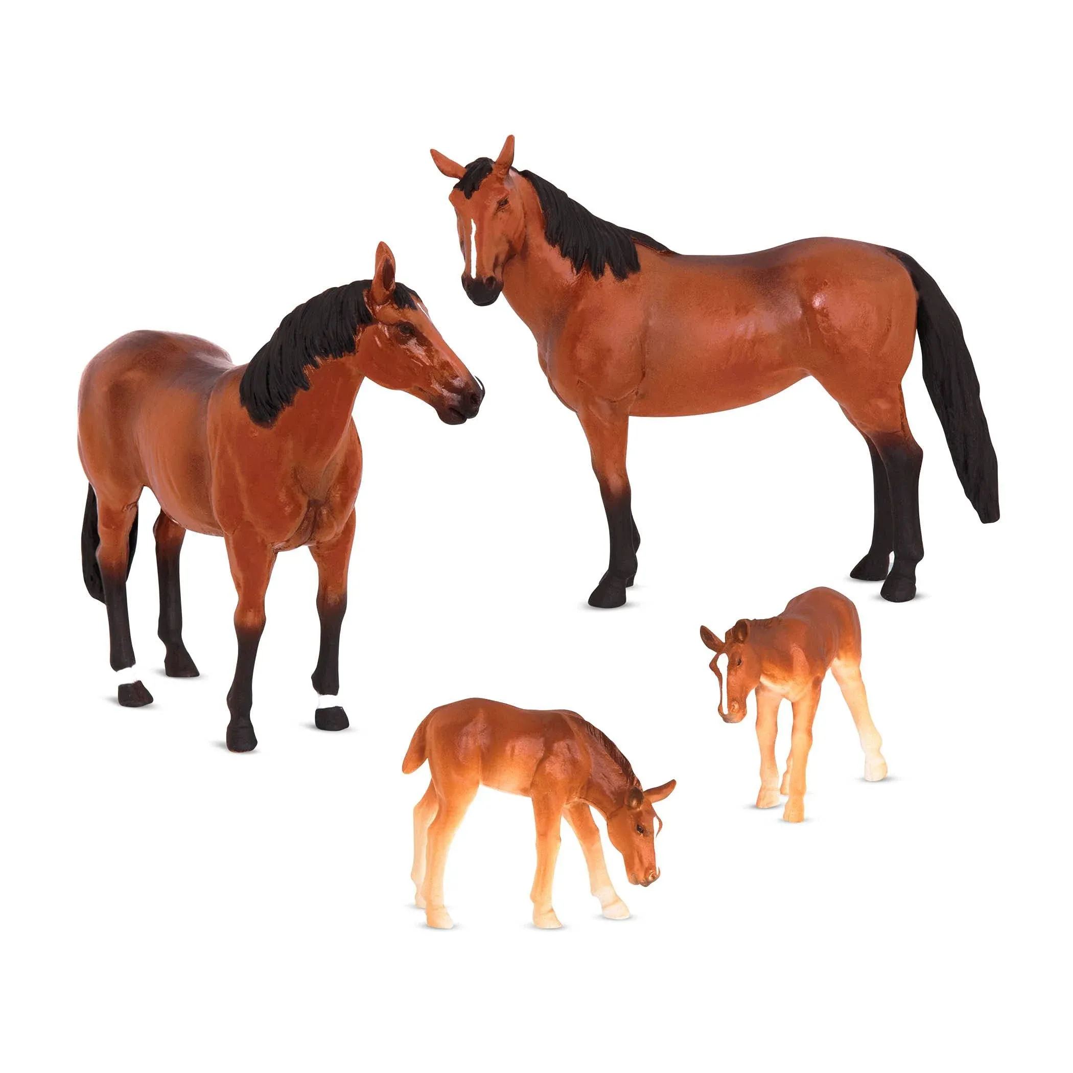 TERRA BY BATTAT - 4 Pcs Horse Toys - Realistic Horse Figurines - Plastic Animal Family Set - Farm Toys for Kids 3+ – Horse Gift & Party Favors Decorations