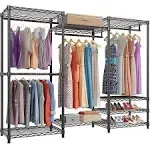 VIPEK V5 Portable Closet Wardrobe Heavy Duty Clothes Rack, Freestanding Clothing Rack with 4 Hang Rods & 8 Shelves, Adjustable Closet Rack, 68.9" L x 15.7" W x 76.4" H, Max Load 800LBS, Black