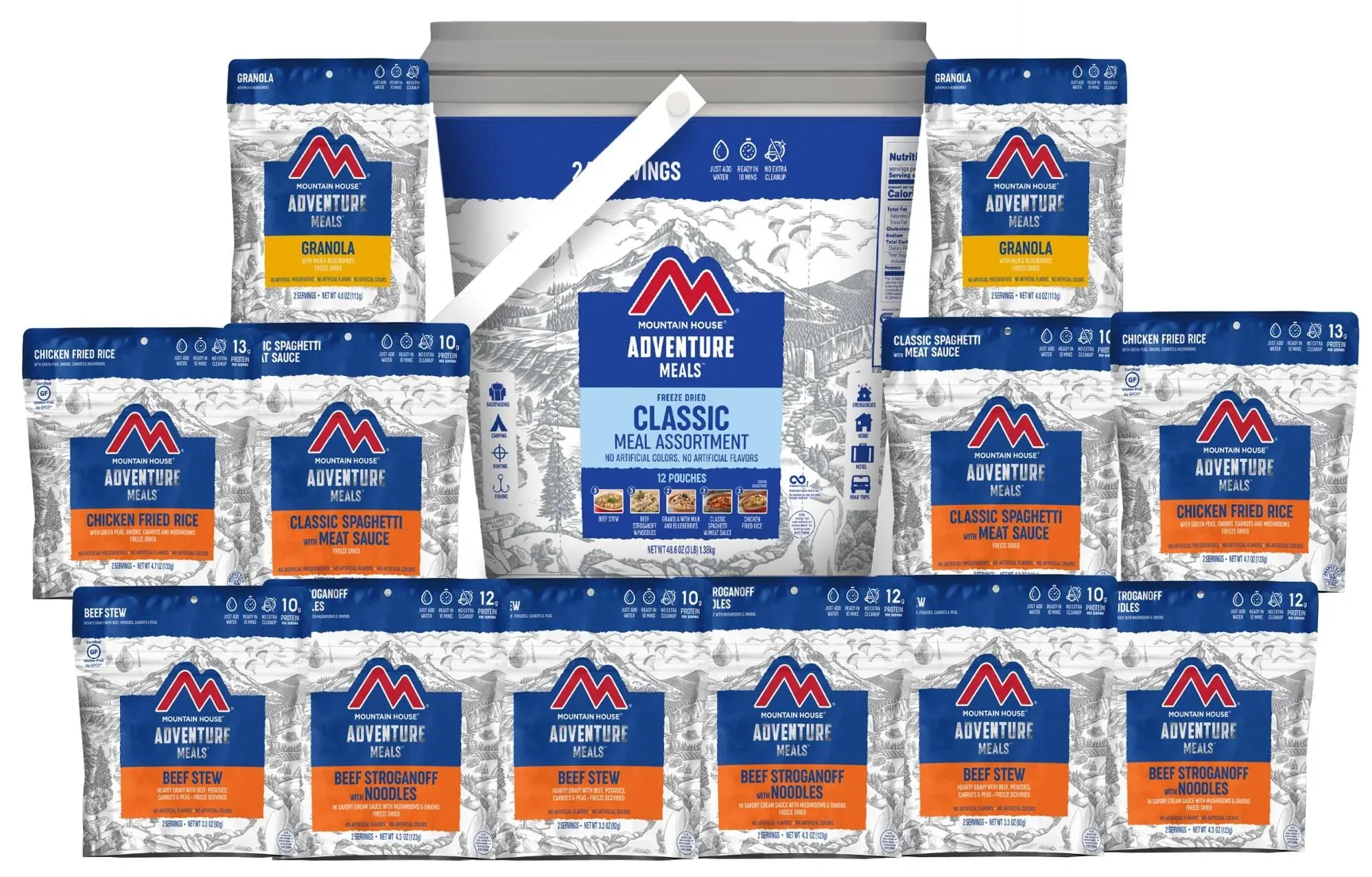 Mountain House Classic Bucket | Freeze Dried Backpacking & Camping Food | 24 Servings