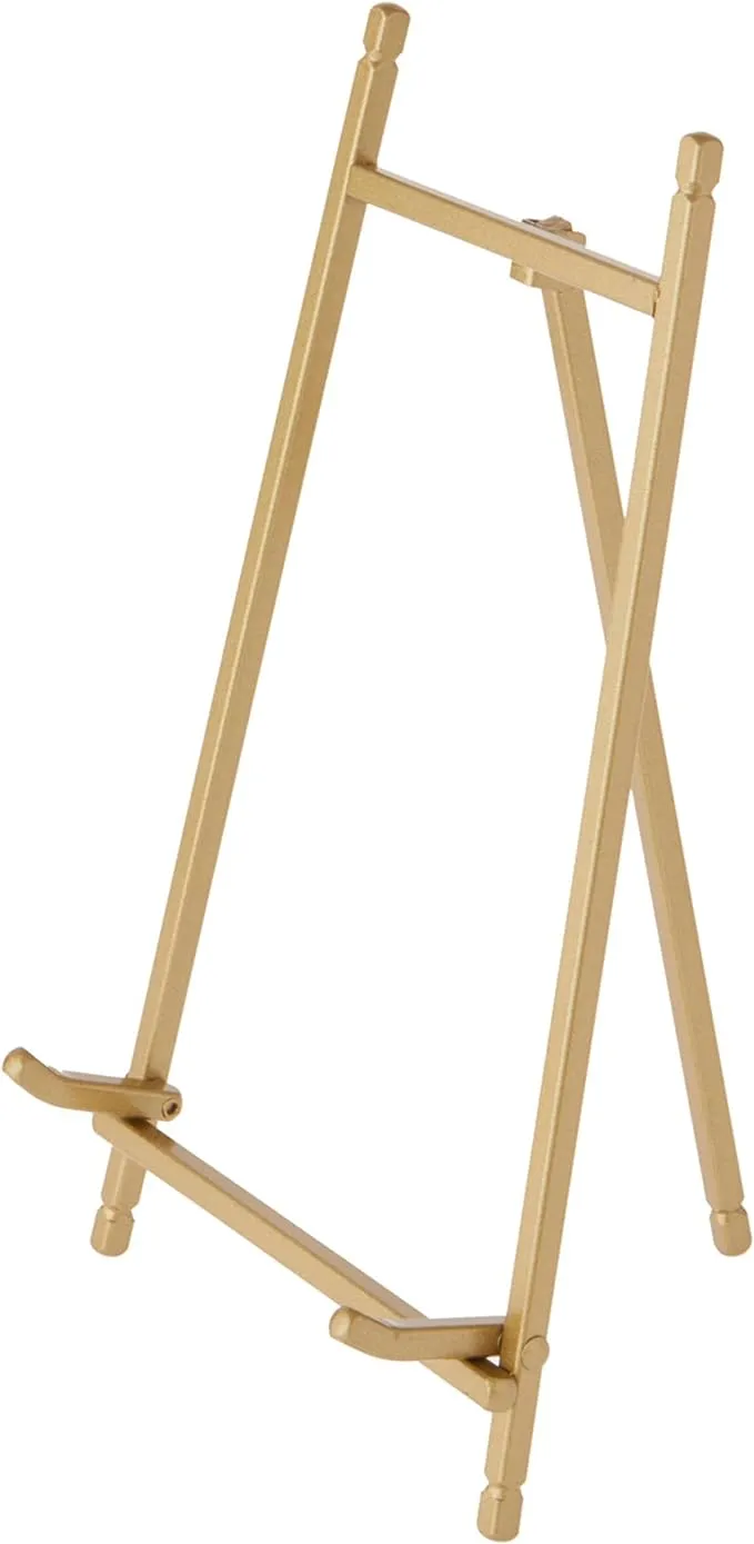 Bard's Satin Gold-Toned Metal Easel, 9" H x 5.25" W x 6" D, Pack of 2