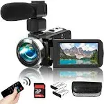 Heegomn Video Camera Camcorder with Microphone HD 2.7K Video Recorder Camera Vlogging Camera for Youtube Kids Camcorder with 3.0" LCD Screen,18X