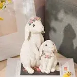 Wedding Rabbit Statues Bunny Figurines - Indoor Decoration Mom-Baby Animal with 