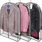 40" Full Clear Garment Bags for Hanging Clothes with 6" Gusset 2 Zippers Transparent Suit Bags Protector Cover for Travel Moving Closet Storage Moth Proof Sweater Jacket Coat Shirts 3 Packs