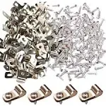 100 Pcs Fence Wire Clamps with 100 Pcs Screws, Stainless Steel Wire Clips Mount Welded Wire to Vinyl, Wood or Metal Fence (for 12-16 Gauge Wire Fencing)