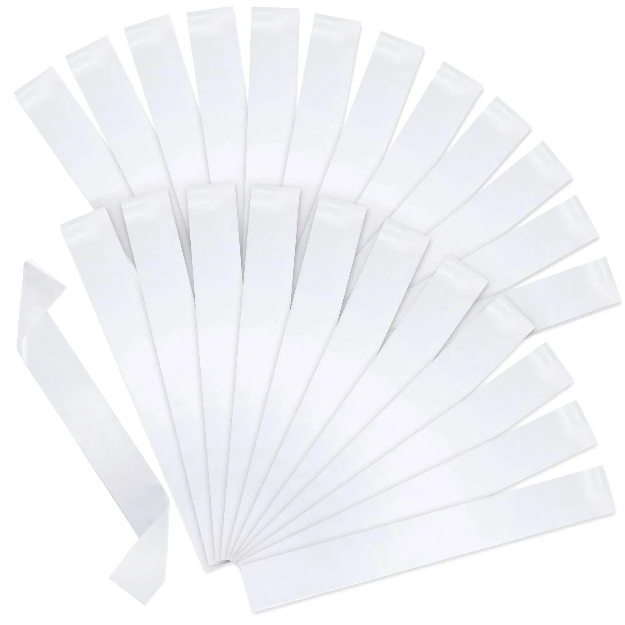 24 Pack White Satin Sashes for Pageants, Bachelorette Party, Prom (4 x 33 in)