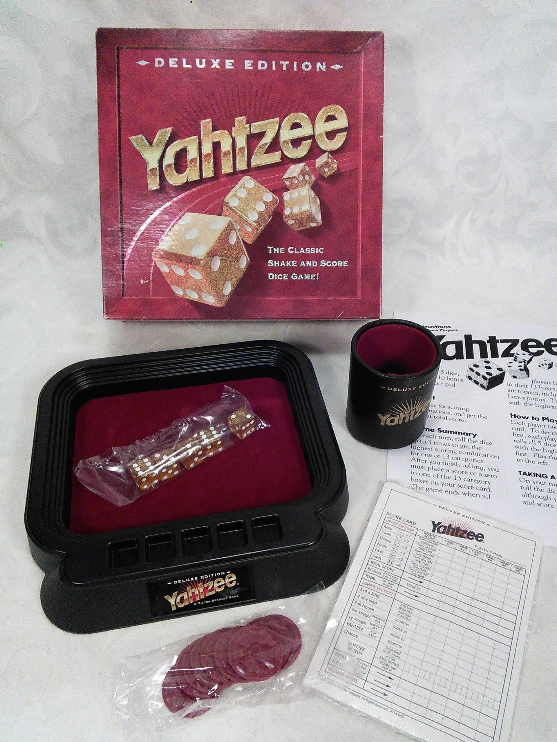 Milton Bradley 1997 Yahtzee Deluxe Edition The Classic Shake and Score Dice Game from